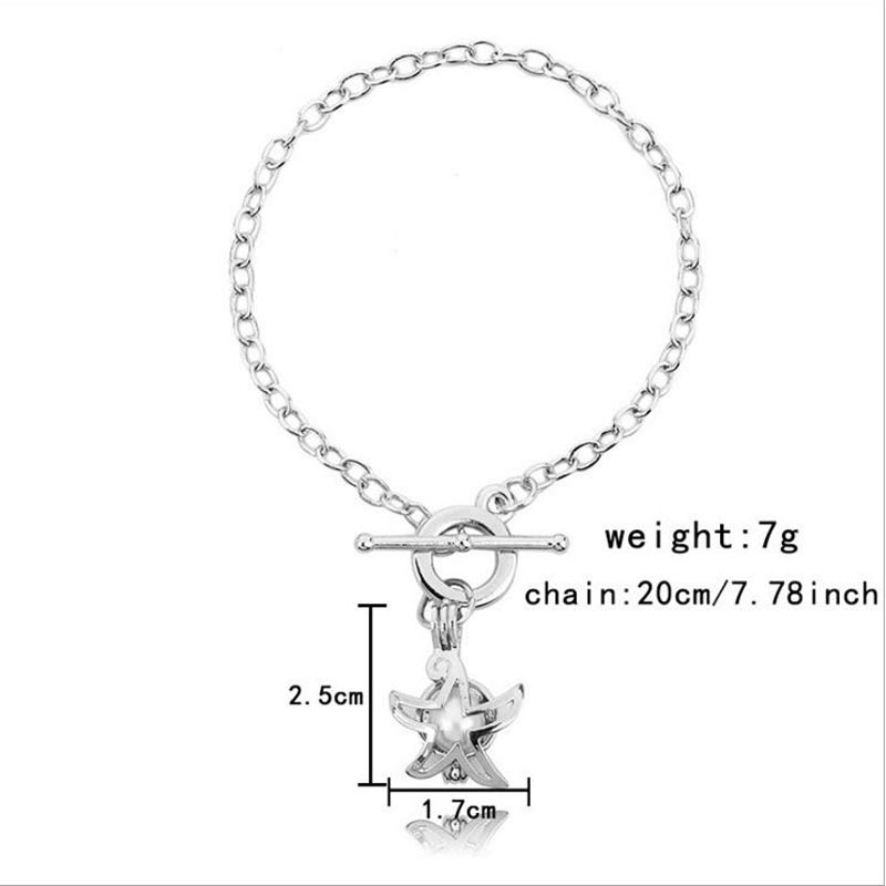 8 inches Rhodium Plated Starfish Style Chain Bracelet