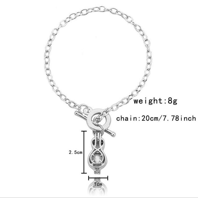 8 inches Rhodium Plated Violin Style Chain Bracelet