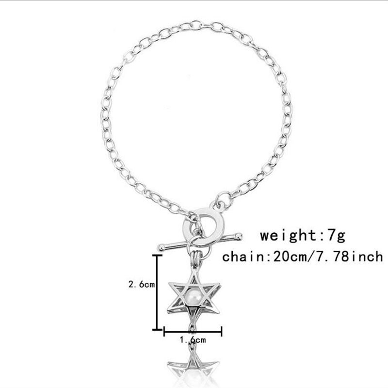8 inches Rhodium Plated Star Style Chain Bracelet