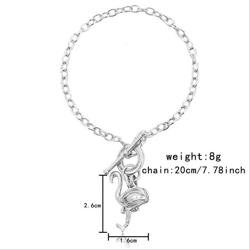 8 inches Rhodium Plated Ostrich Style Chain Bracelet