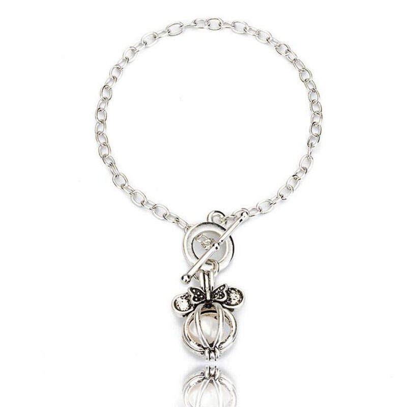 8 inches Rhodium Plated Bowknot Style Chain Bracelet