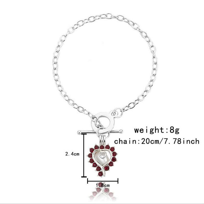 8 inches Rhodium Plated Garnet Style Chain Bracelet