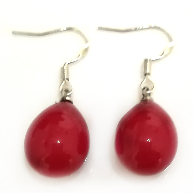 Wholesale 12x16mm Red Raindrop Shell Pearl 925 Sterling Silver Earring