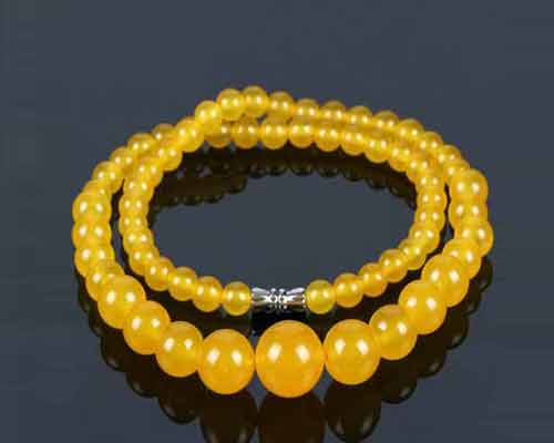 18 inches 6-14 mm Round Yellow Jade Necklace