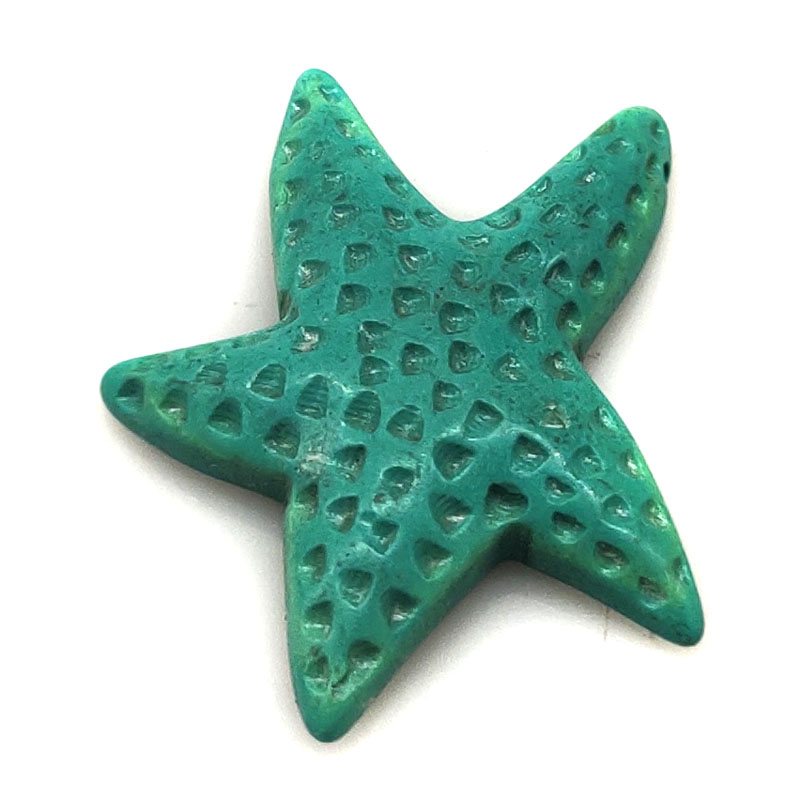 30-40mm Green Star Fish Carved Turquoise Charm Pendent