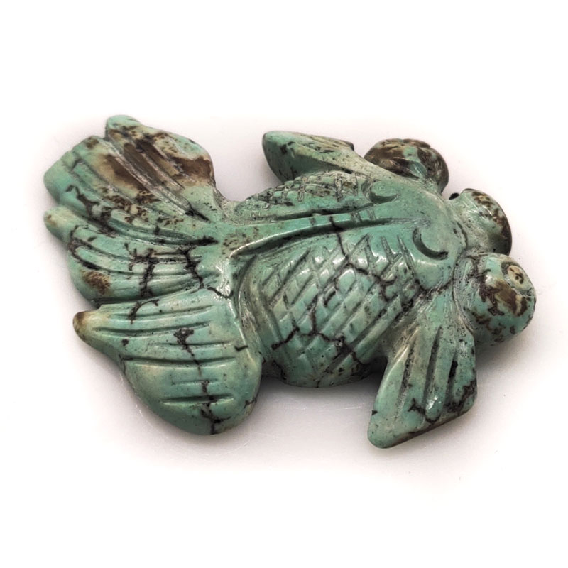 30-40mm Goldfish Carved Ancient Green Turquoise Charm Pendent