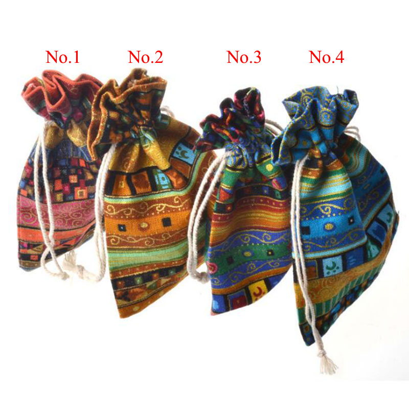 Chinese Minority Style Nylon Drawstring Embroidery Jewelry Bag
