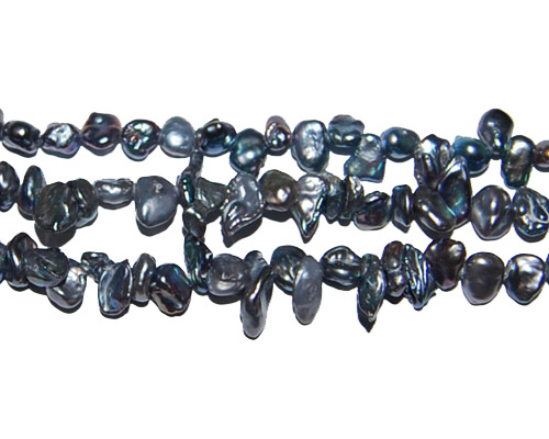 16 inches 8-9mm Black Side Drilled Keshi Pearls Loose Strand