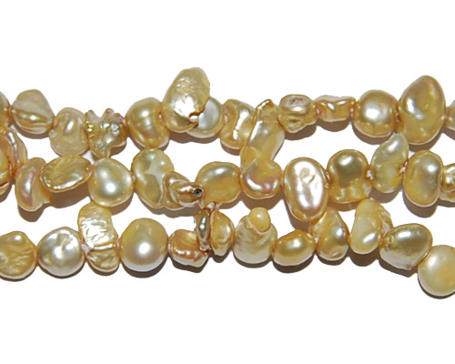 16 inches 8-10mm Yellow Gold Keshi Pearls Loose Strand