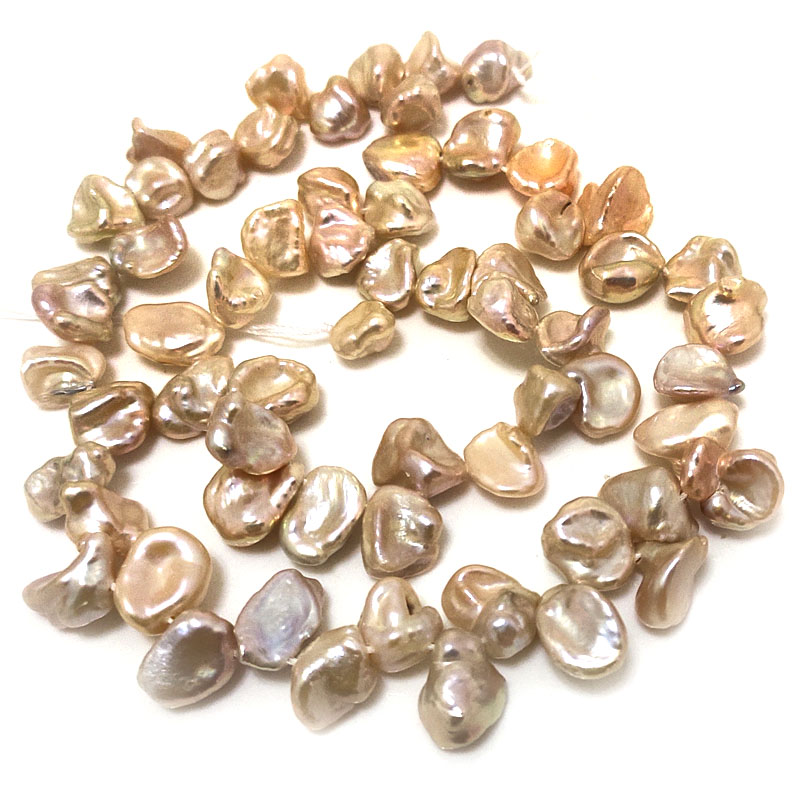 16 inches 11-13mm Natural Pink Side Drilled Baroque Keshi Pearls Loose Strand
