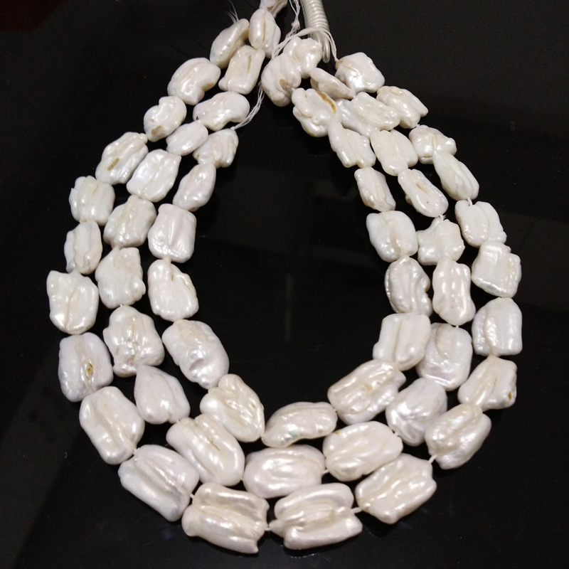 16 inches 20-25mm White Flat Retangle Keshi Pearls Loose Strand