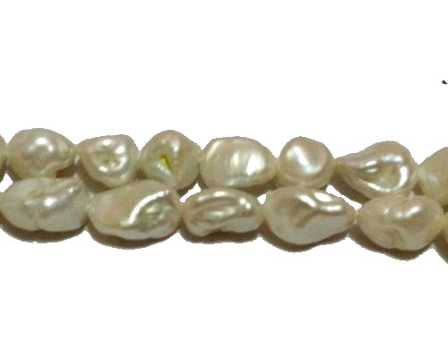 16 inches 8-9mm White Natural Center Drilled Keshi Pearls Loose Strand