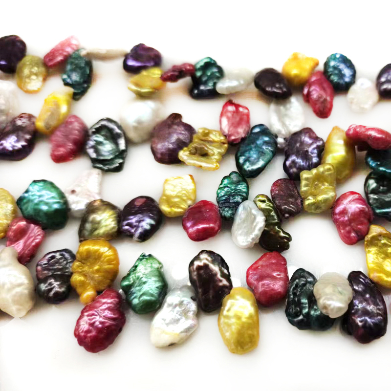 16 inches 8-16mm Multicolor Keshi Pearls Loose Strand