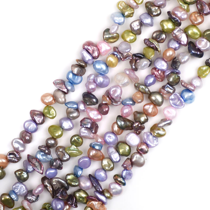16 inches 6-7mm Multicolor Side Drilled Keshi Pearls Loose Strand