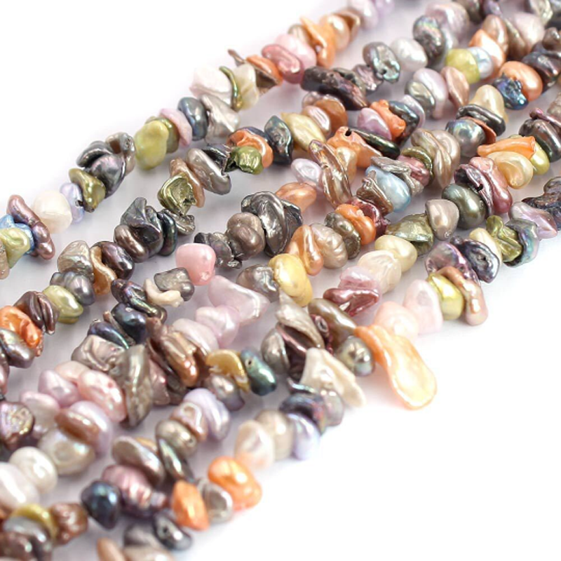 16 inches 5-8mm Center Drilled Multicolor Keshi Pearls Loose Strand