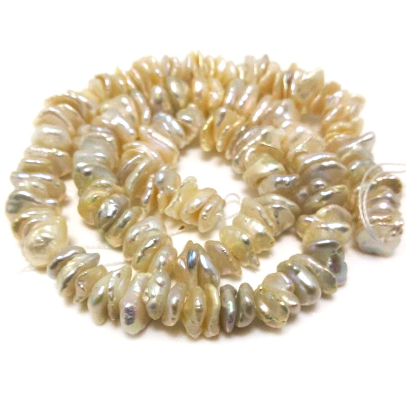 16 inches 5-8mm White Center Drilled Keshi Pearls Loose Strand