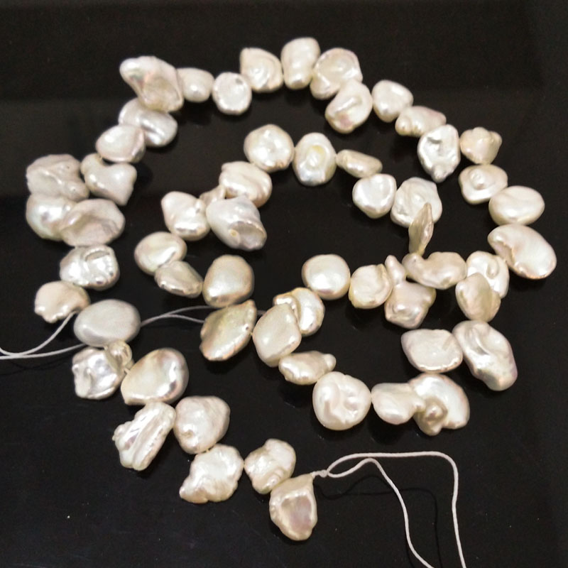 16 inches 11-13mm White Side Drilled Keshi Pearls Loose Strand