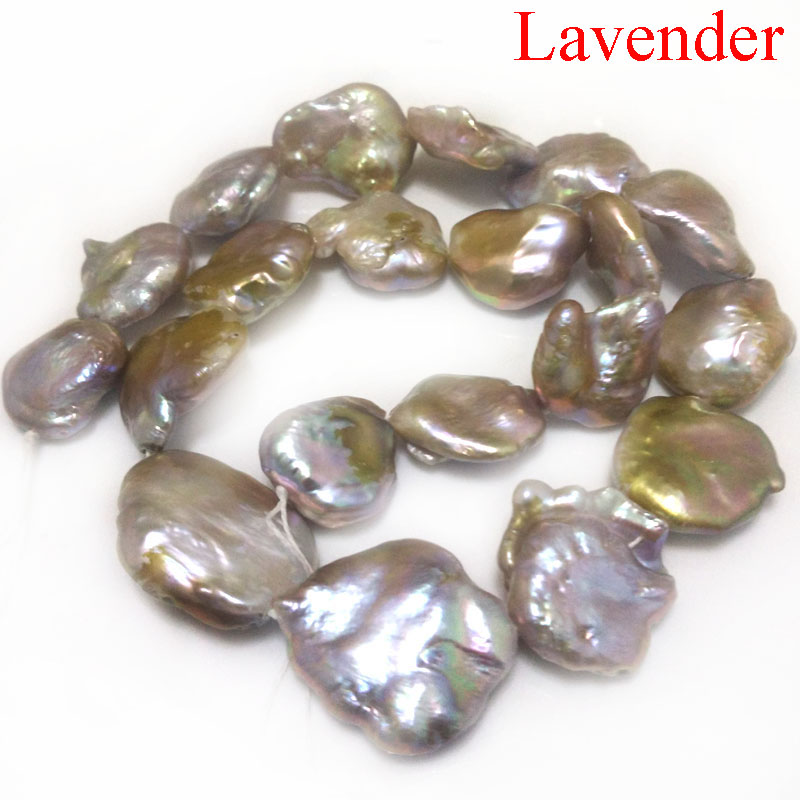 16 inches 15-30mm Flat Lavender Baroque Keshi Pearls Loose Strand