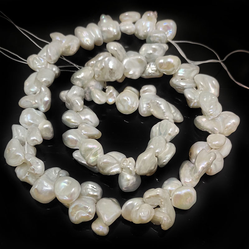 16 inches 15-22mm White Bowknot Baroque Keshi Pearls Loose Strand