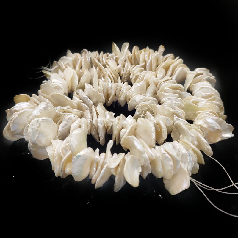 16 inches 12-19mm Natural White Side Drilled Keshi Pearls Loose Strand