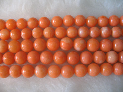 16 inches 9-10mm Orange Round Natural Coral Beads Loose Strand