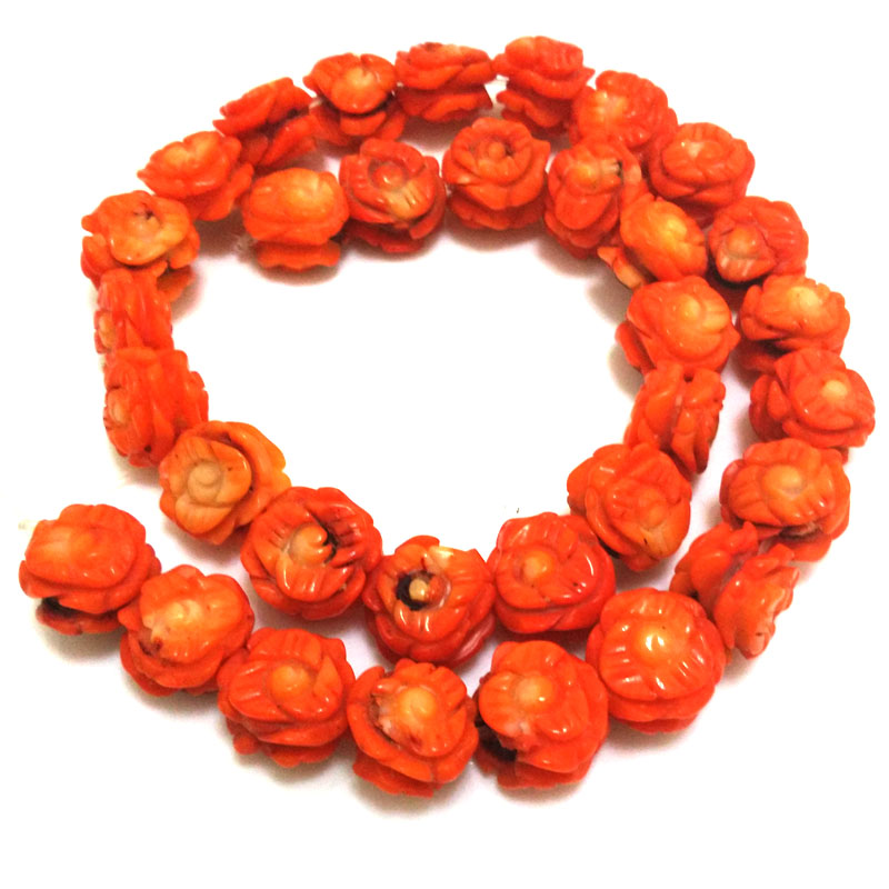 16 inches 10x14mm Salmon Double Faced Flower Natural Coral Beads Loose Strand