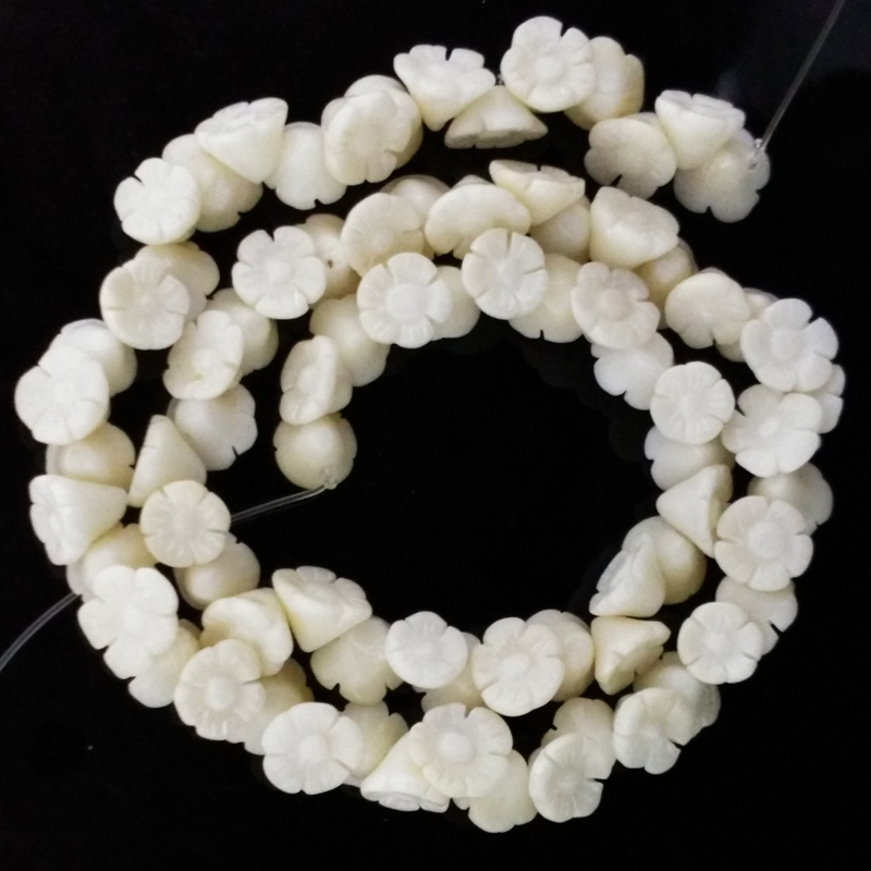 16 inches 8x10mm Natural White Flower Carved Coral Beads Loose Strand