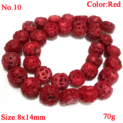 16 inches 8x14mm Red Flat Hollow out Hand Carved Coral Beads Loose Strand