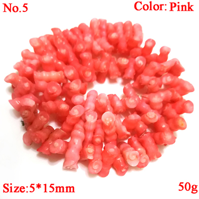 16 inches 5x15mm Pink Anemone Shaped Handmade Carved Coral Beads Loose Strand