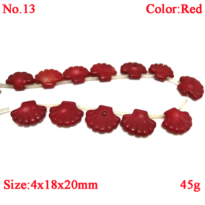 16 inches 4x18x20mm Red Flat Shell Hand Carved Coral Beads Loose Strand