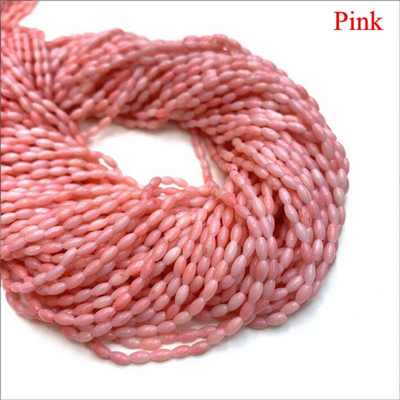 Wholesale 16 inches Pink Natural Rice Shaped Coral Beads Loose Strand