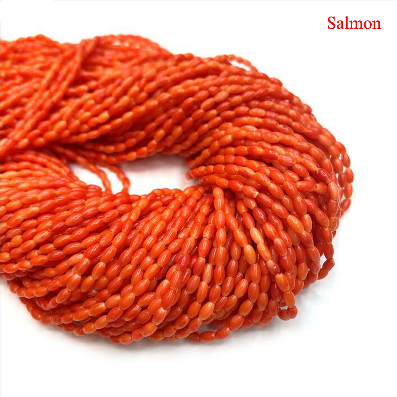 Wholesale 16 inches Salmon Natural Rice Shaped Coral Beads Loose Strand