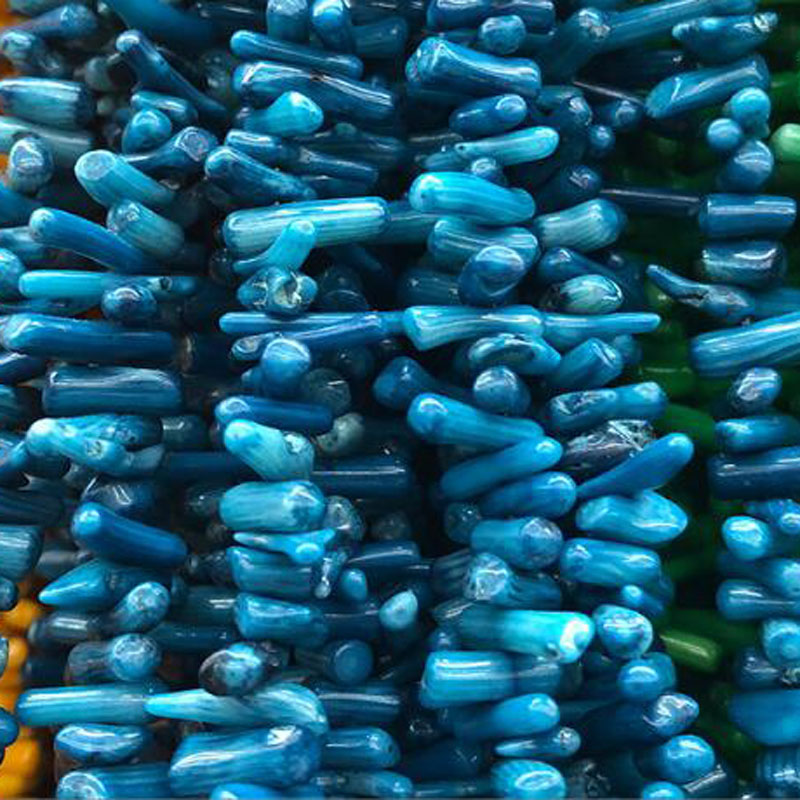 16 inches 4-7mm Blue Branch Bamboo Coral Beads Loose Strand