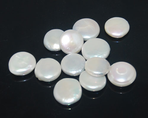 13-15mm AAA White Coin Shaped Freshwater Loose Pearl,Sold by Piece