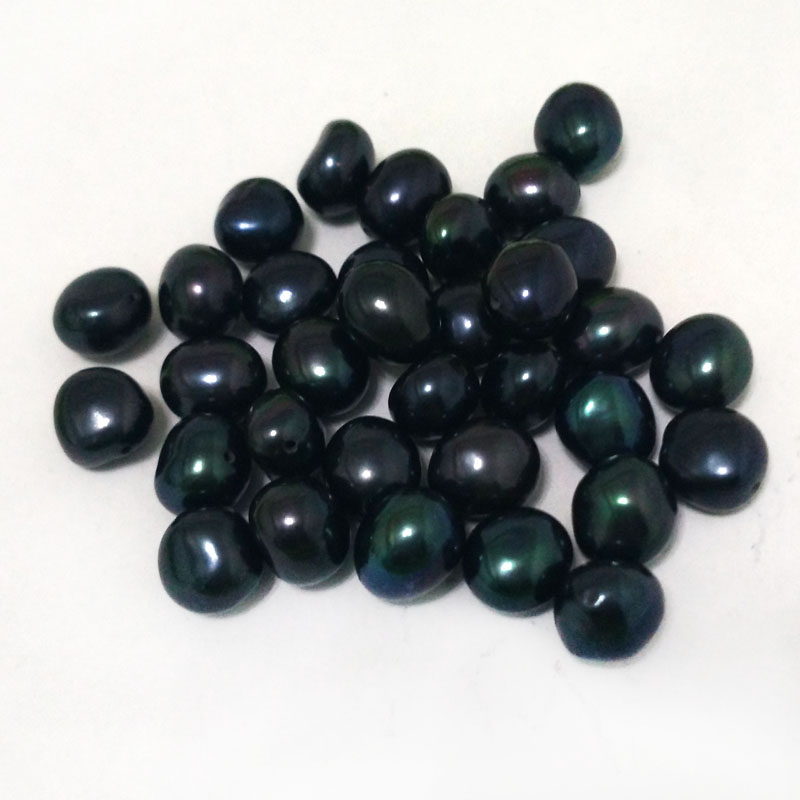8-9mm AAA Half Drilled Black Loose Baroque Pearls,Sold by Piece