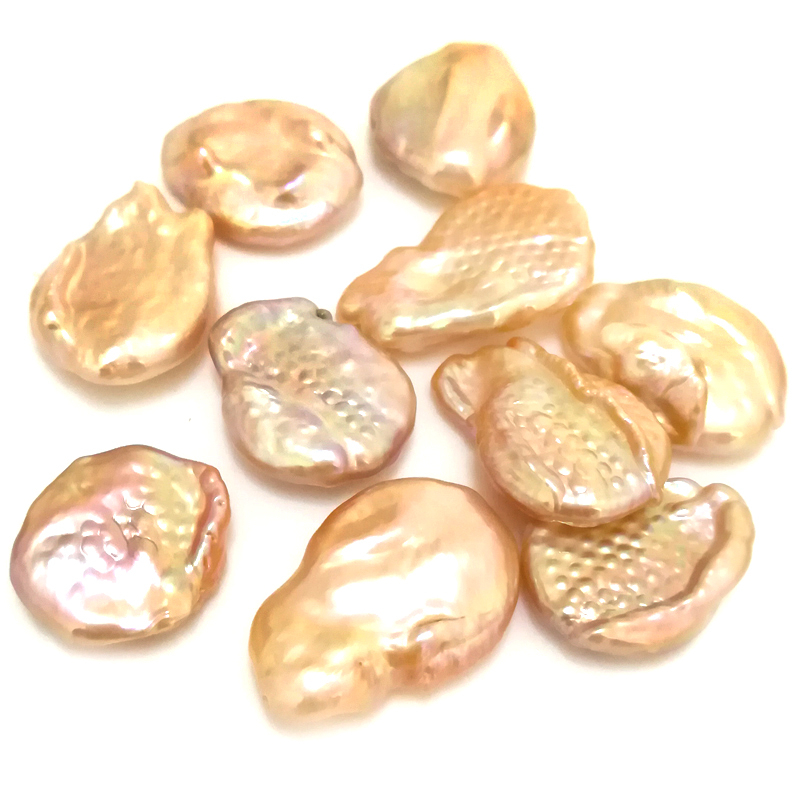 20-30mm Natural Pink No Hole Loose Flat Baroque Coin Pearls,Sold by Piece