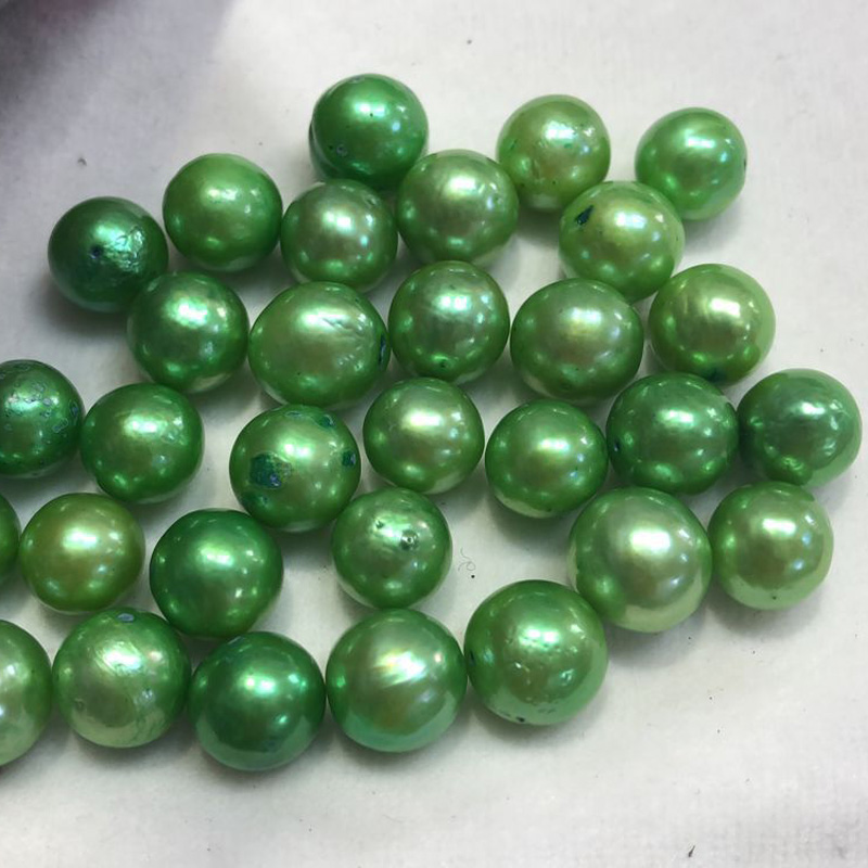 Wholesale AA 9-10mm Green Round Loose Edison Pearls,Sold by Piece