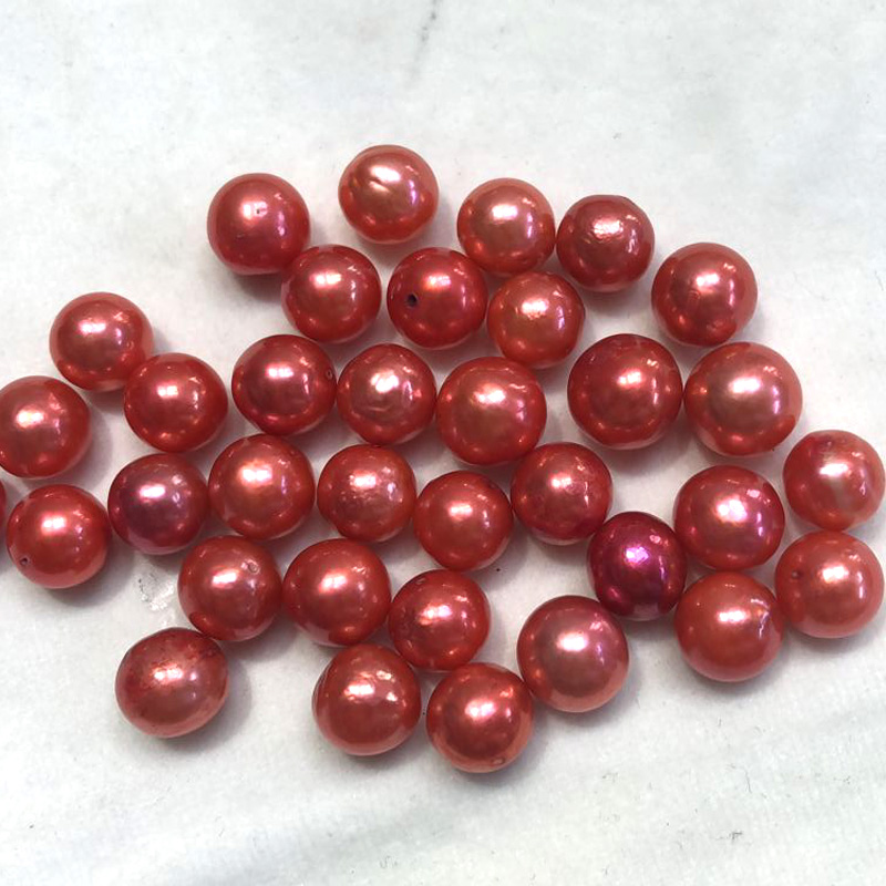 Wholesale AA 9-10mm Red Round Loose Edison Pearls,Sold by Piece