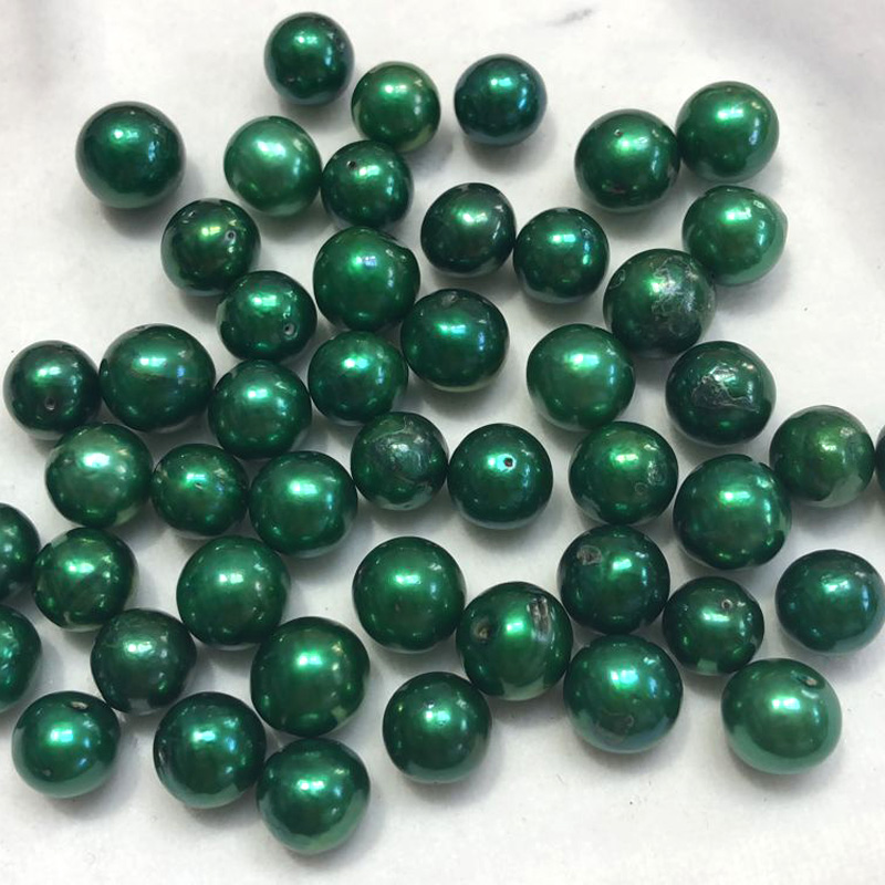 Wholesale AA 9-10mm Olive Green Round Loose Edsion Pearls,Sold by Piece