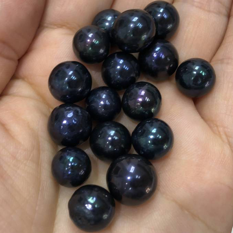 Wholesale AA 9-10mm Black Round Loose Edison Pearls,Sold by Piece