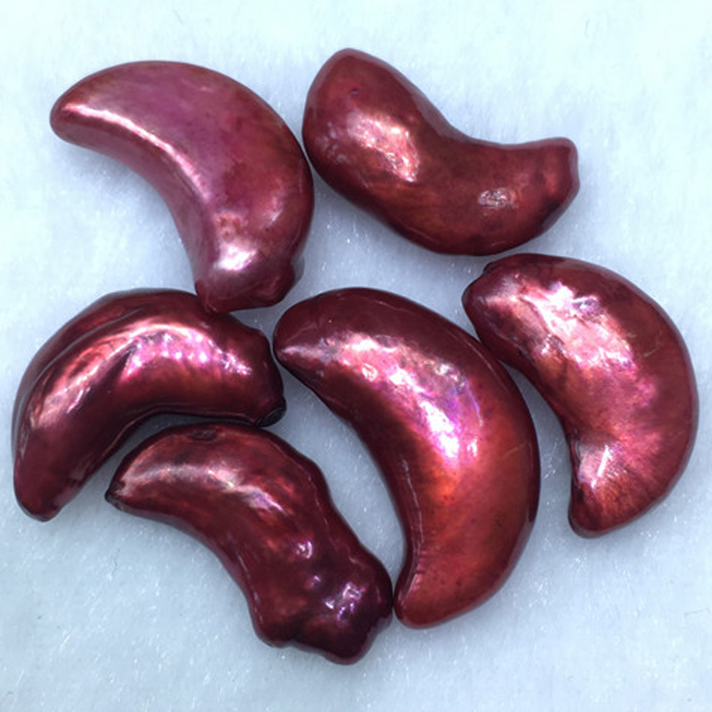 Wholesale AA 12-13mm Wine Crescent Moon Shaped Loose Pearls,Sold by Piece