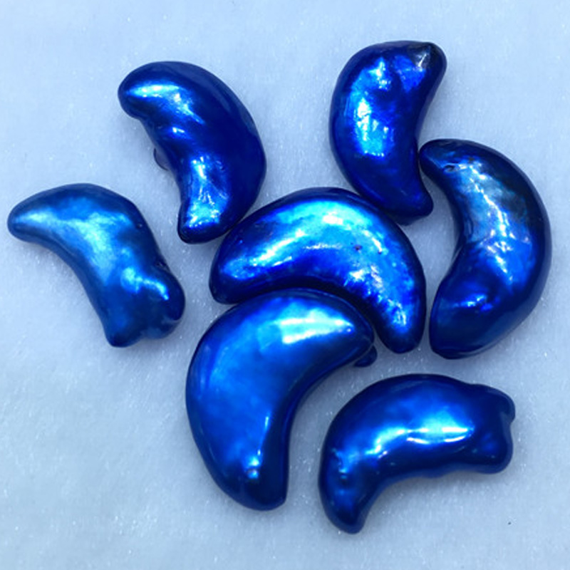 Wholesale AA 12-13mm Acid Blue Crescent Moon Shaped Loose Pearls,Sold by Piece