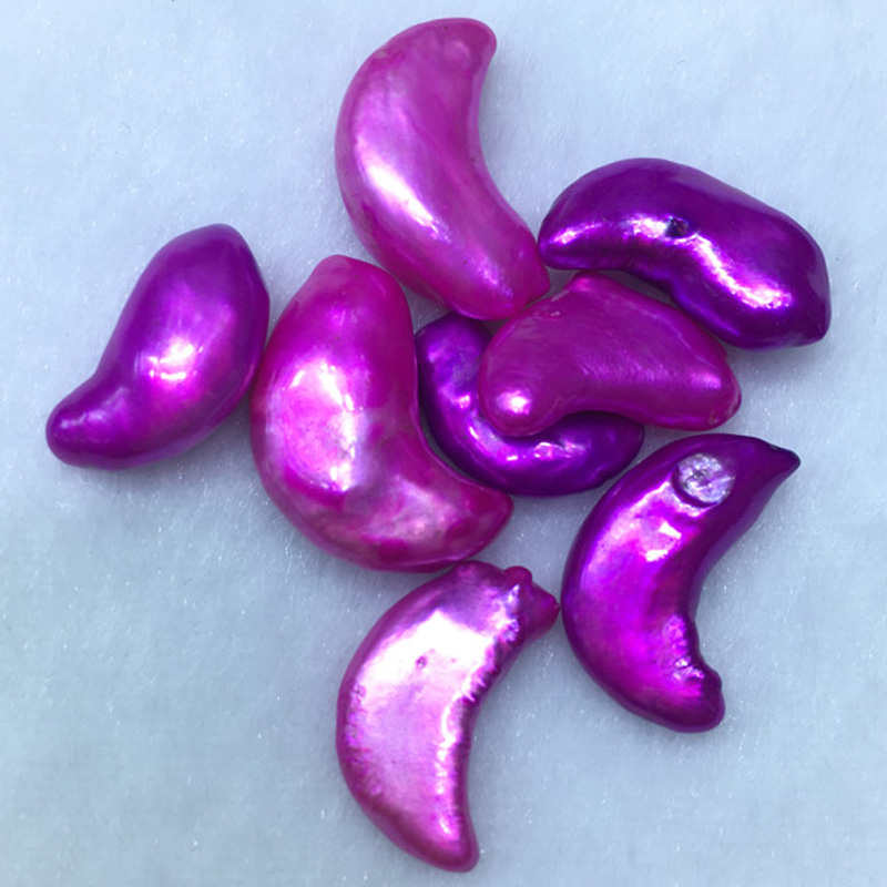 Wholesale AA 12-13mm Hot Pink Crescent Moon Shaped Loose Pearls,Sold by Piece