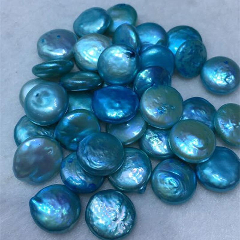 Wholesale AA 12-14mm Blue Coin Shaped Loose Pearls,Sold by Piece