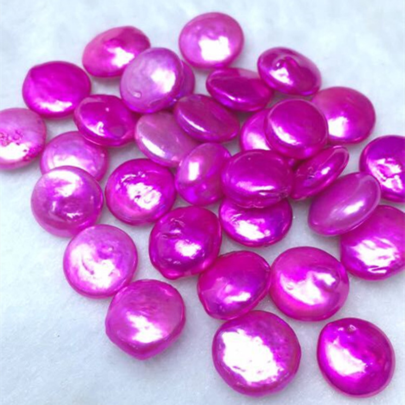 Wholesale AA 12-14mm Hot Pink Coin Shaped Loose Pearls,Sold by Piece