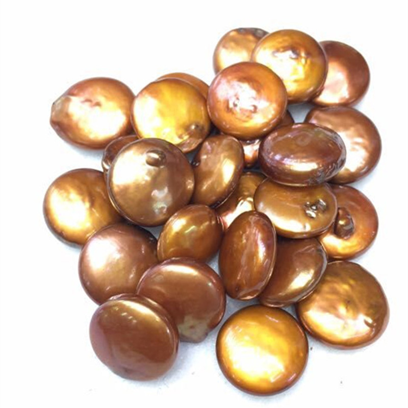 Wholesale AA 12-14mm Coffee Coin Shaped Loose Pearls,Sold by Piece
