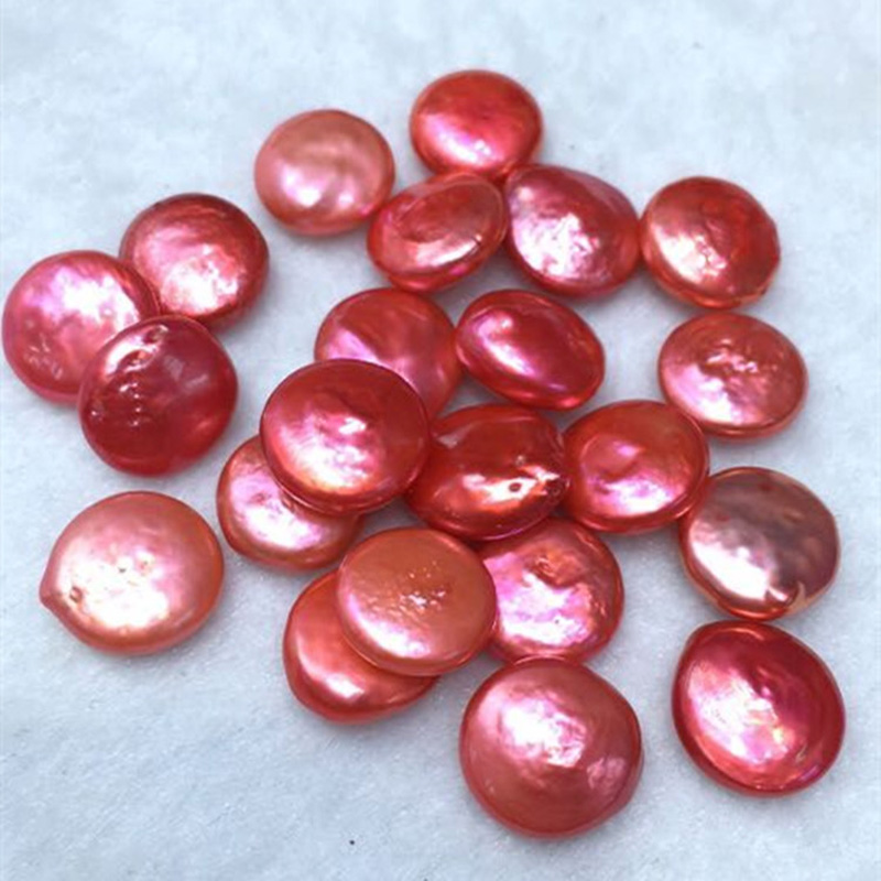 Wholesale AA 12-14mm Red Coin Shaped Loose Pearls,Sold by Piece