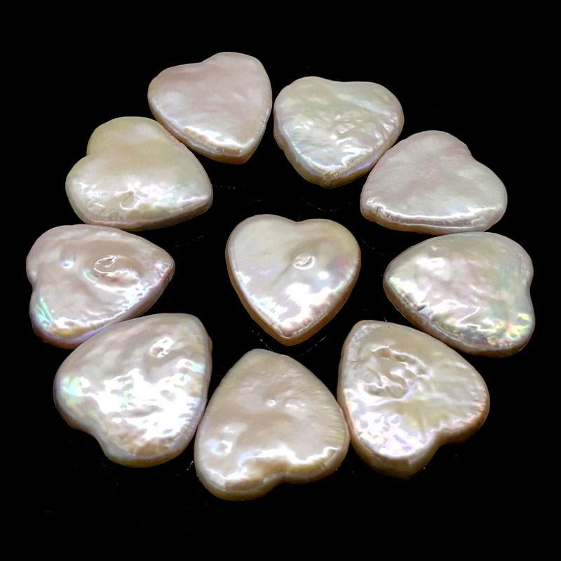 Wholesale 5x17x18mm White Flat Heart Shaped Loose Pearls,Sold by Piece