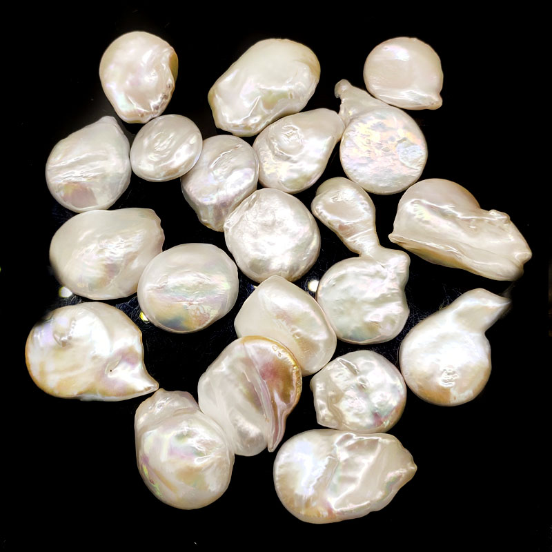 Wholesale 15-40mm White Flat Teardrop Loose Baroque Pearls,Sold by Piece
