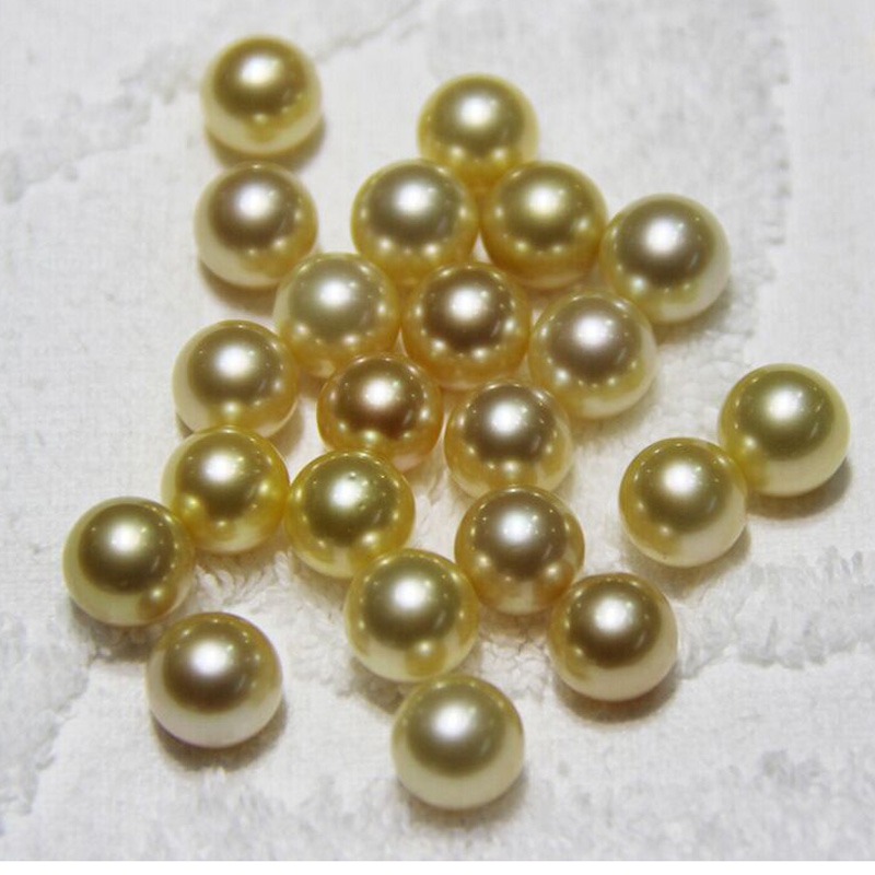 AAA 10-11mm Natural Gold Round Genuine South Sea Pearl,Sold by Piece